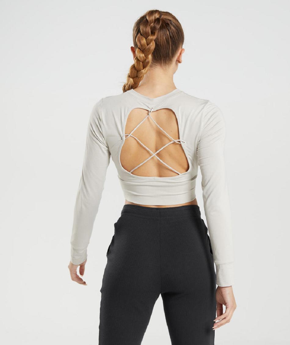 Long Sleeve Gymshark Pause Open Back Mujer Gris | CO 2307TCE